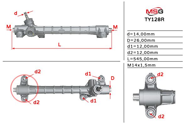 Сайлентблок кермової рейки MSG REBUILDING TY128R - zapix