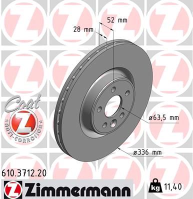 Гальмівний диск ZIMMERMANN 610371220 - zapix