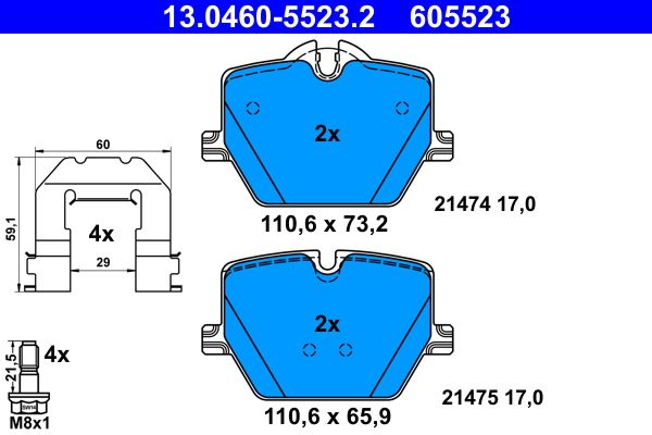 Гальмівні колодки дискові ATE 13046055232 - zapix