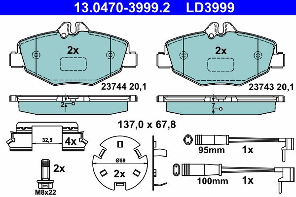 Гальмівні колодки дискові ATE 13047039992 - zapix