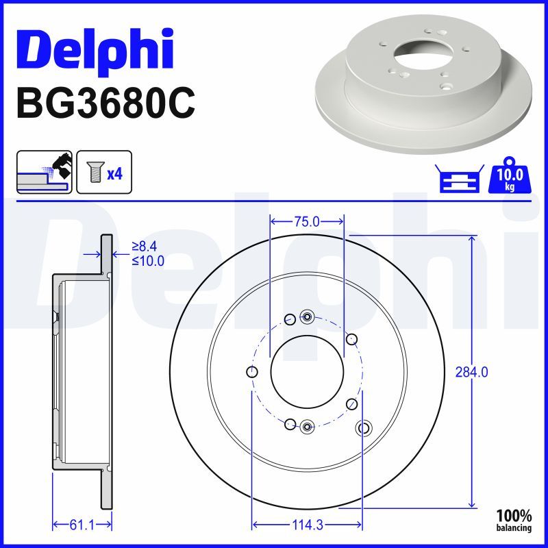 Гальмівний диск DELPHI BG3680C - zapix