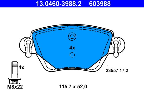 Гальмівні колодки дискові ATE 13046039882 - zapix