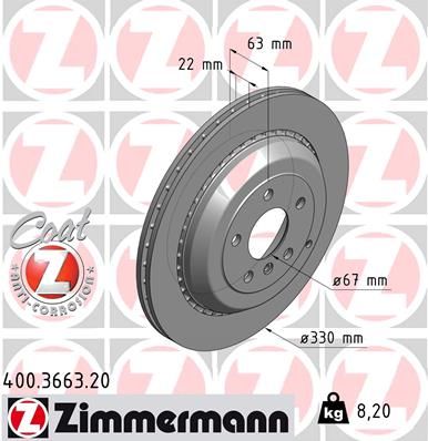 Гальмівний диск ZIMMERMANN 400366320 - zapix