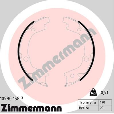Гальмівні колодки ручника (барабанні) ZIMMERMANN 109901587 - zapix