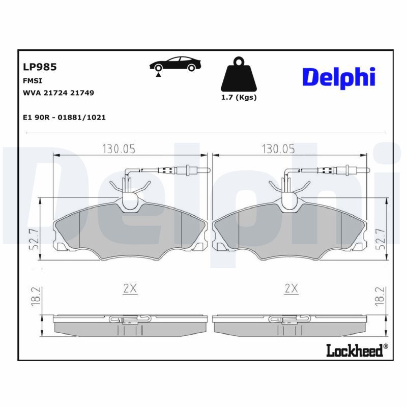 Гальмівні колодки дискові DELPHI LP985