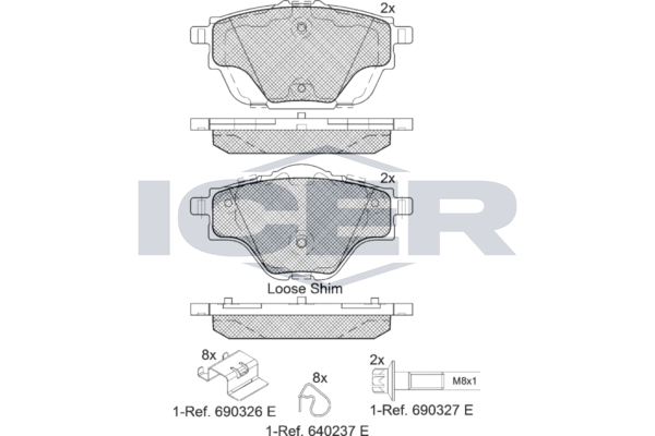 Гальмівні колодки дискові ICER 182161 - zapix