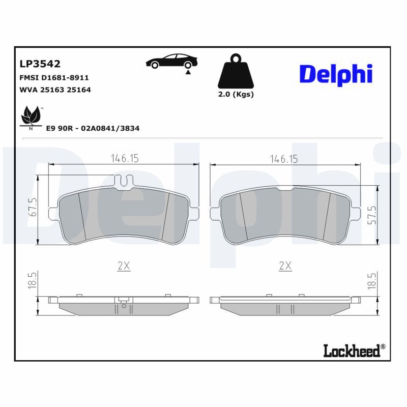 Гальмівні колодки дискові DELPHI LP3542 - zapix