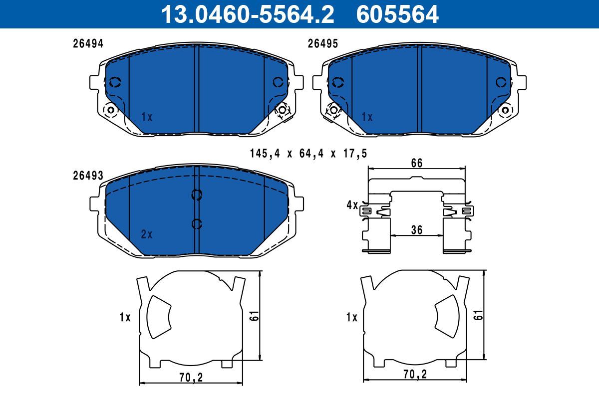 Гальмівні колодки дискові ATE 13046055642 - zapix