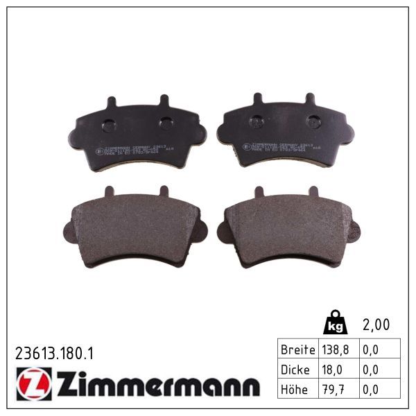 Гальмівні колодки дискові ZIMMERMANN 236131801 - zapix