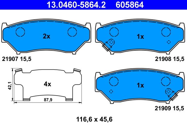 Гальмівні колодки дискові ATE 13046058642 - zapix