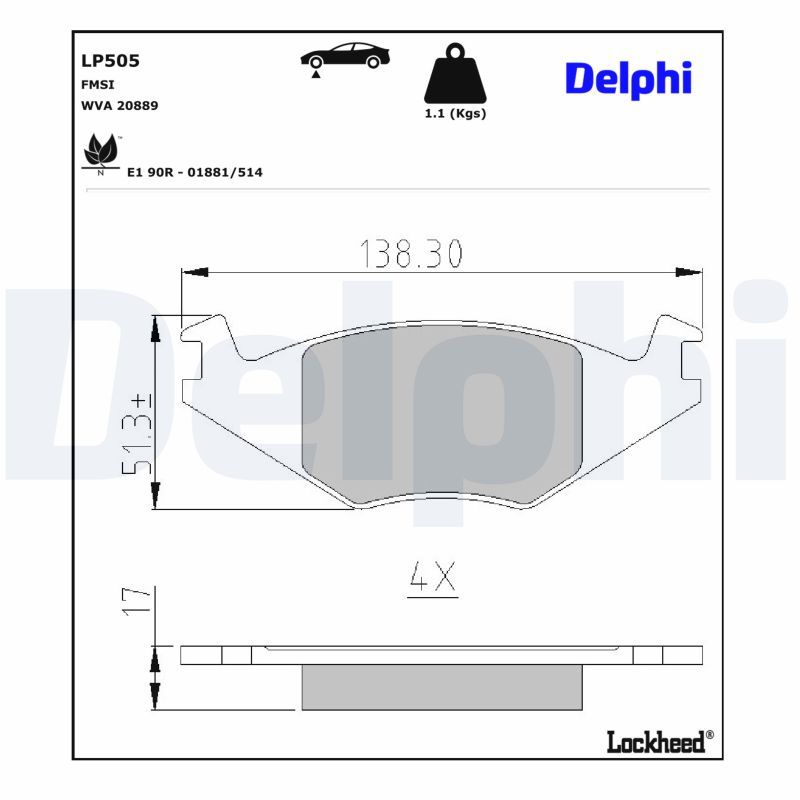 Гальмівні колодки дискові DELPHI LP505