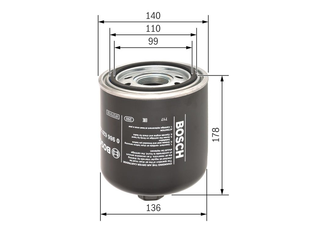 Фільтр осушувача повітря BOSCH 0986628252 - zapix