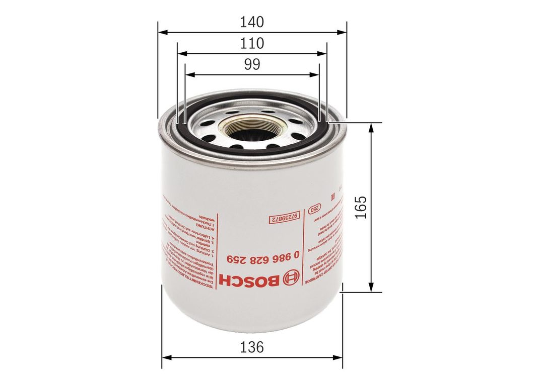 Фільтр осушувача повітря BOSCH 0986628259 - zapix