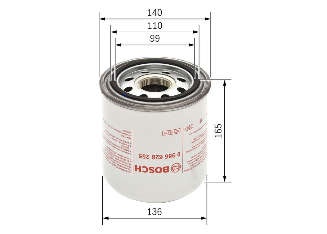 Фільтр осушувача повітря BOSCH 0986628255 - zapix