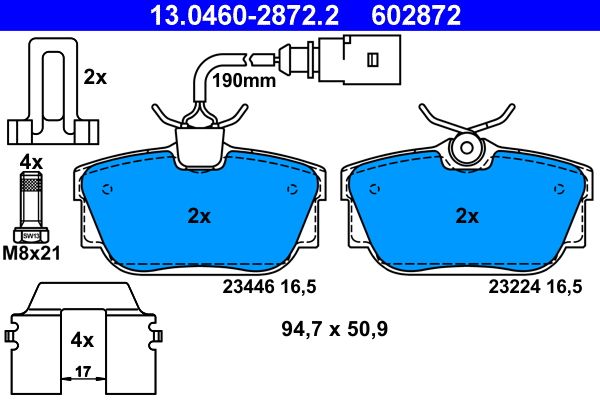 Гальмівні колодки дискові ATE 13046028722 - zapix