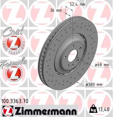 Гальмівний диск ZIMMERMANN 100336370 - zapix