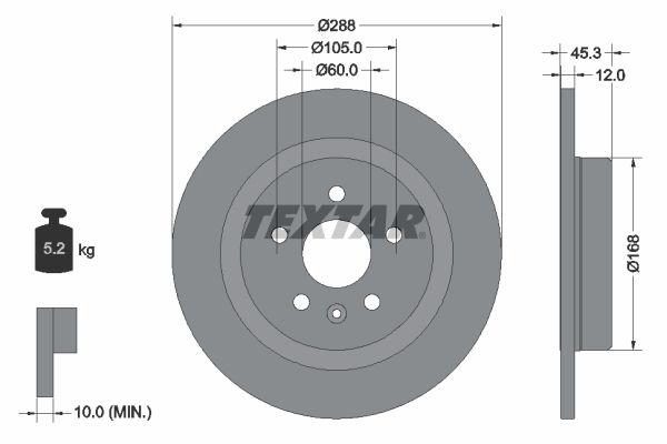 Гальмівний диск TEXTAR 92275203 - zapix