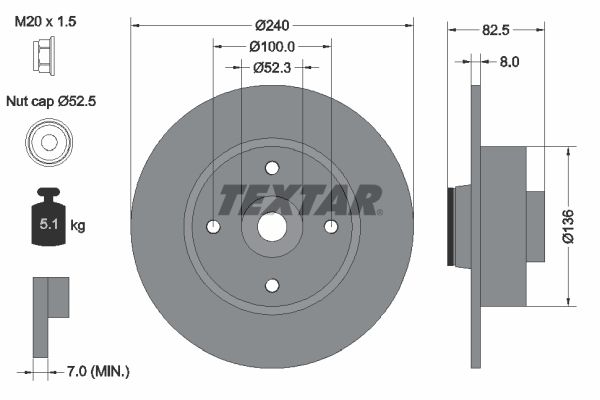 Гальмівний диск TEXTAR 92154403 - zapix