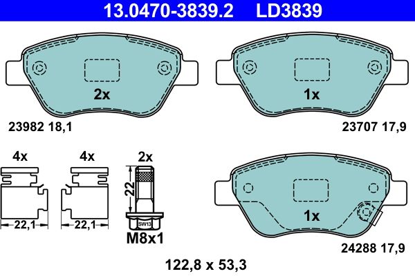 Гальмівні колодки дискові ATE 13047038392 - zapix