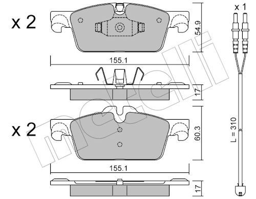 Гальмівні колодки дискові METELLI 2209160K - zapix