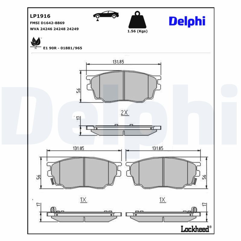 Гальмівні колодки дискові DELPHI LP1916 - zapix