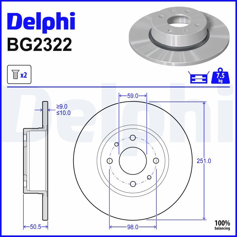Гальмівний диск DELPHI BG2322 - zapix