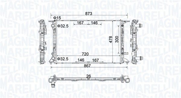 Радіатор охолодження двигуна MAGNETI MARELLI 350213152100 - zapix