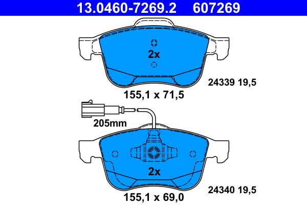 Гальмівні колодки дискові ATE 13046072692 - zapix