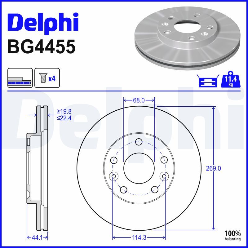 Гальмівний диск DELPHI BG4455 - zapix