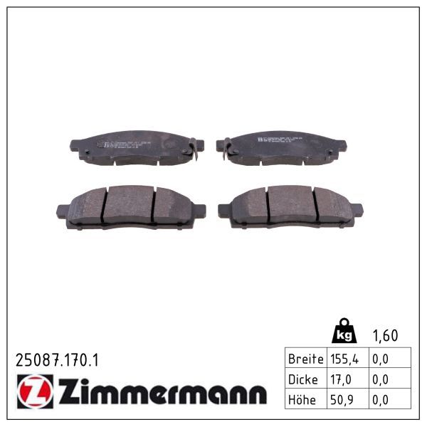 Гальмівні колодки дискові ZIMMERMANN 250871701 - zapix