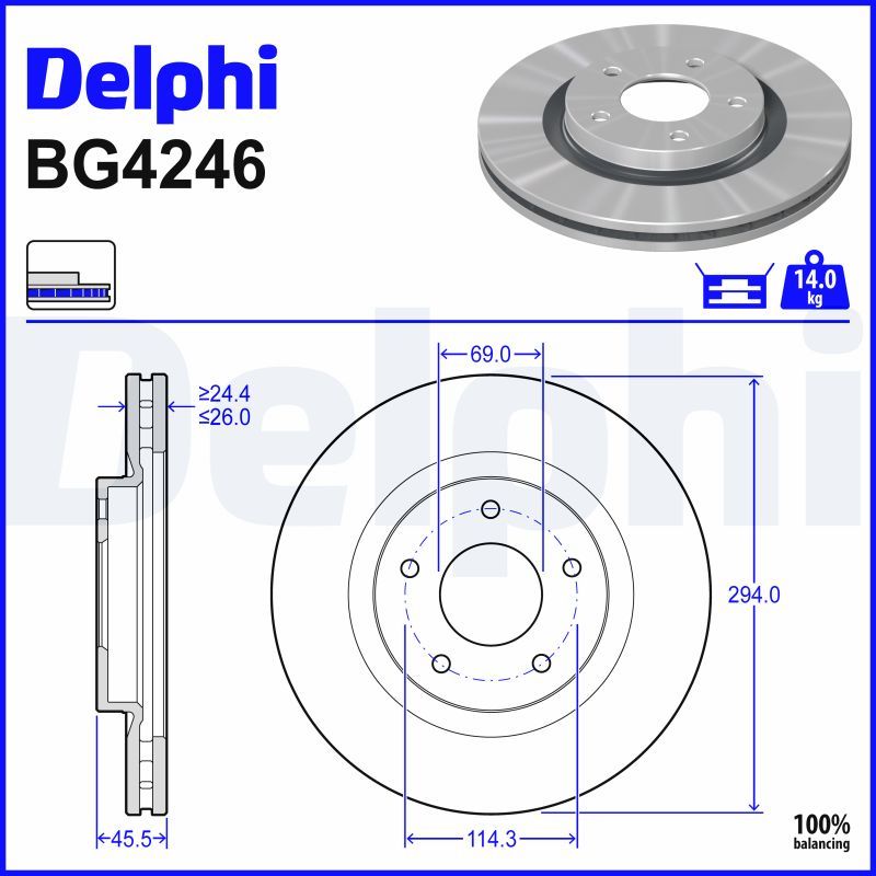 Гальмівний диск DELPHI BG4246
