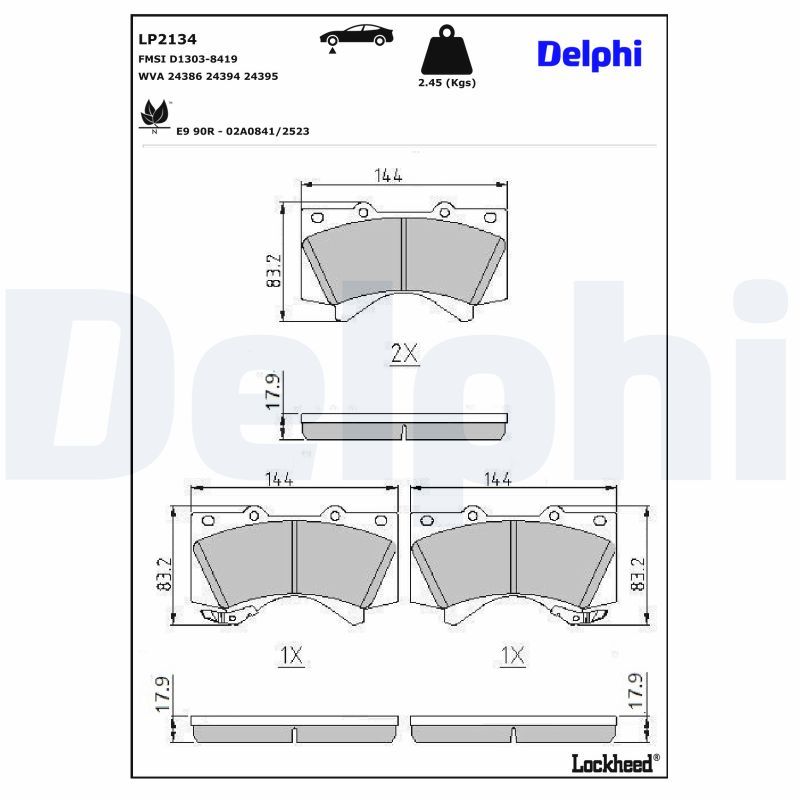 Гальмівні колодки дискові DELPHI LP2134