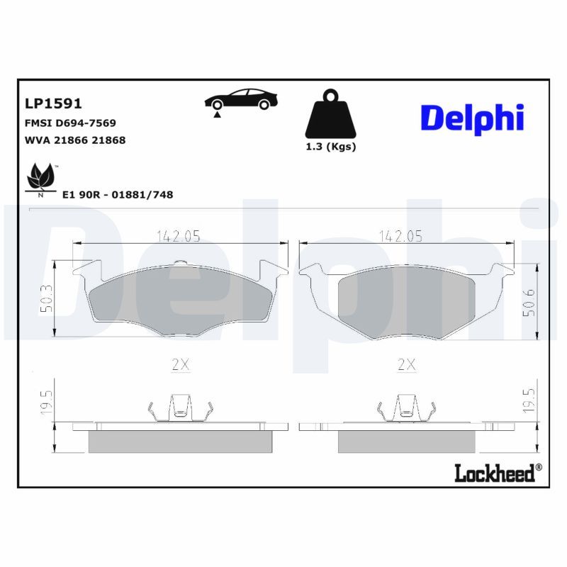 Гальмівні колодки дискові DELPHI LP1591 - zapix