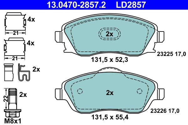 Гальмівні колодки дискові ATE 13047028572 - zapix