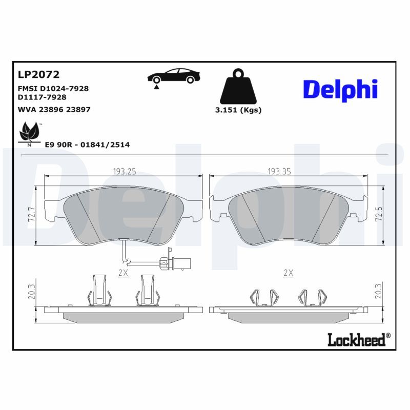 Гальмівні колодки дискові DELPHI LP2072 - zapix