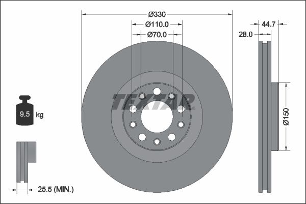 Гальмівний диск TEXTAR 92337905 - zapix