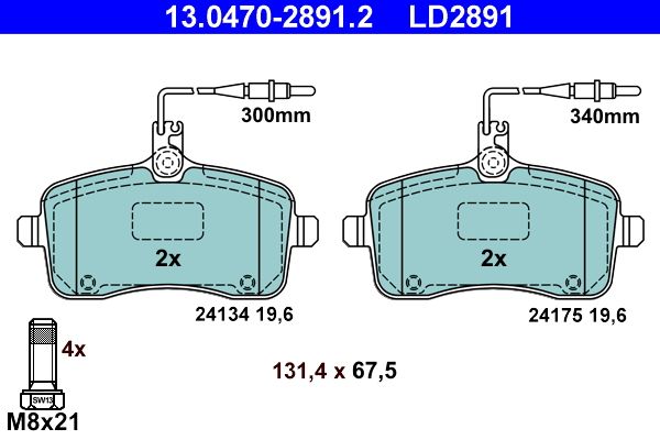 Гальмівні колодки дискові ATE 13047028912 - zapix