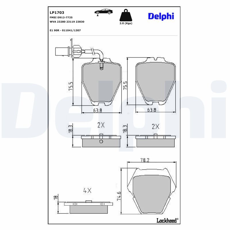 Гальмівні колодки дискові DELPHI LP1703 - zapix