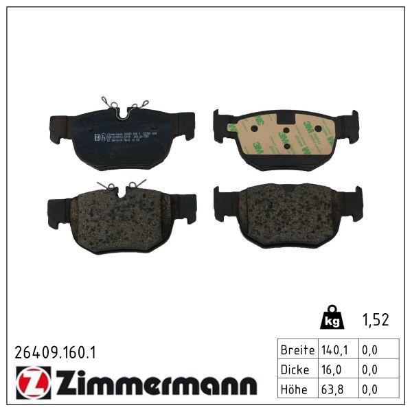 Гальмівні колодки дискові ZIMMERMANN 264091601 - zapix