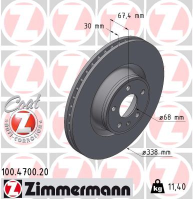 Гальмівний диск ZIMMERMANN 100470020 - zapix