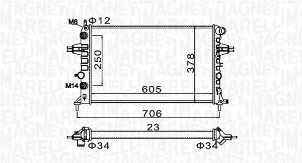 Радіатор охолодження двигуна MAGNETI MARELLI 350213158200 - zapix