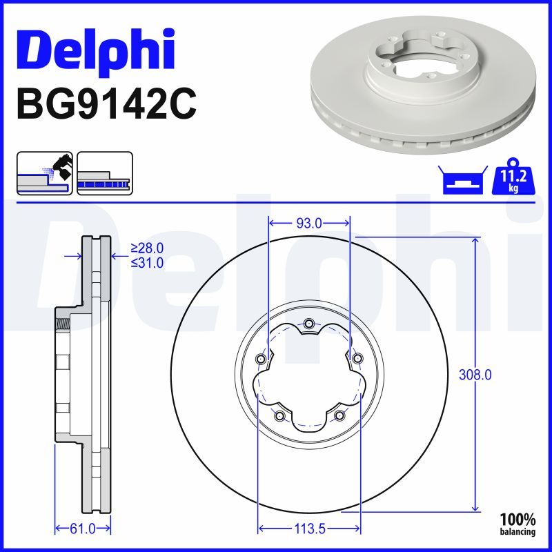 Гальмівний диск DELPHI BG9142C - zapix