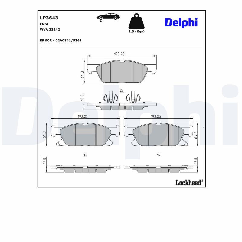 Тормозные колодки дисковые DELPHI LP3643