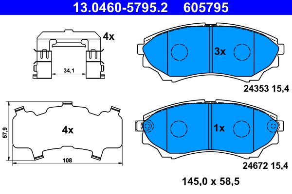 Гальмівні колодки дискові ATE 13046057952 - zapix