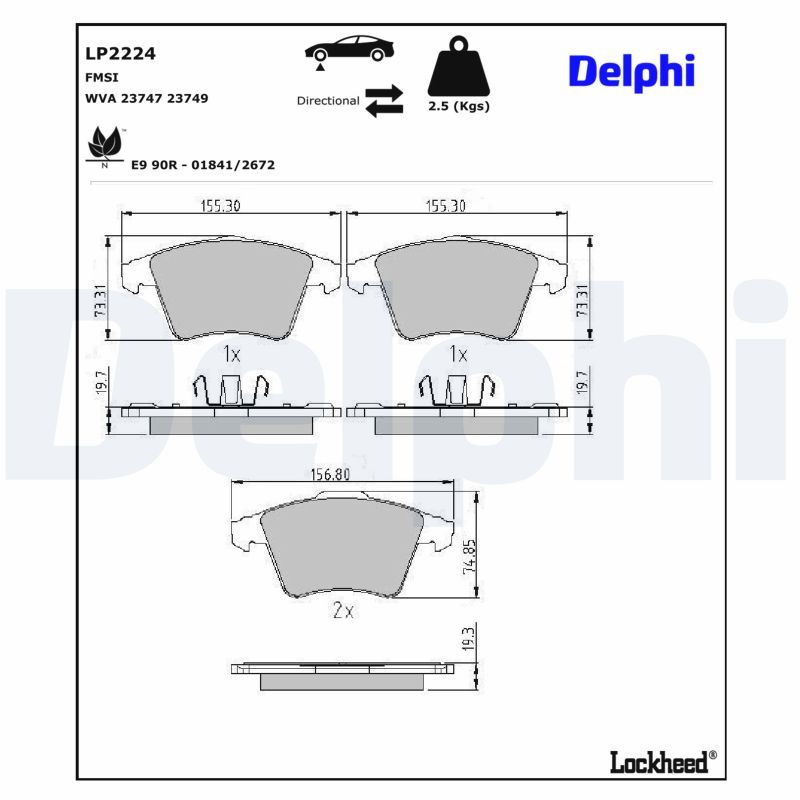 Тормозные колодки дисковые DELPHI LP2224