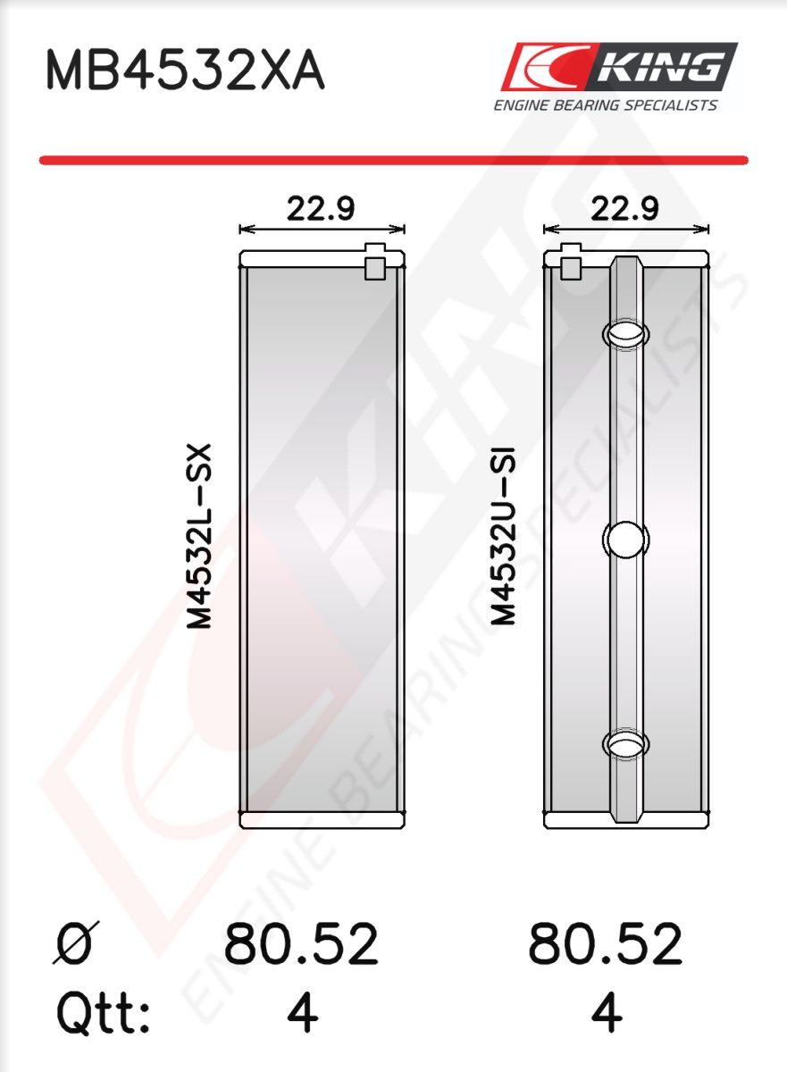 Вкладиші корінні KING MB4532XA025 - zapix