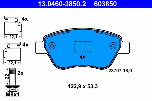 Гальмівні колодки дискові ATE 13046038502 - zapix