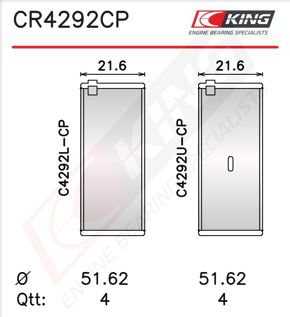 Вкладиші шатунні KING CR4292CP05 - zapix