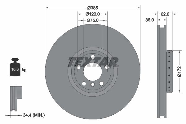 Гальмівний диск TEXTAR 92266525 - zapix
