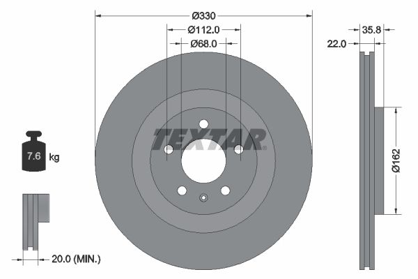 Гальмівний диск TEXTAR 92238303 - zapix